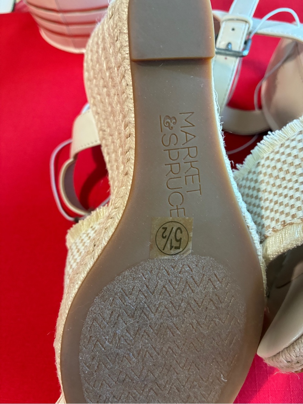 NEW Market & Spruce Mila Beige Textile Wedge Shoes Size 5 1/2 New Retail $88 - Picture 8 of 12